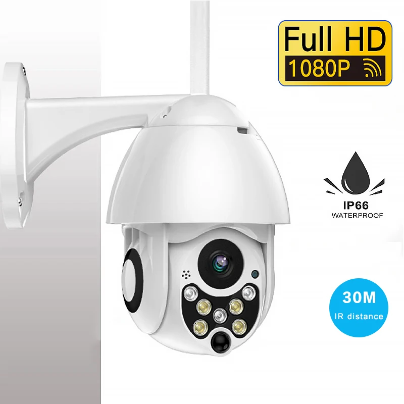 1080P PTZ IP Camera Wifi Outdoor Speed Dome Wireless Wifi  Surveillance Camera 4X Digital Zoom Two Way Audio Network CCTV Camera