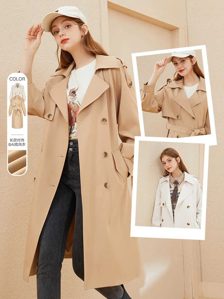 

Windbreaker coat women's spring and autumn Khaki coat medium long over knee kbne2021 Autumn New Fashion Top