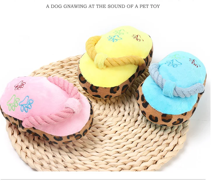 Dogs Toy Pet Blue Puppy Chew Play Cute Plush Slipper Shape Squeaky Supplies Factory Direct