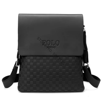 

Classic Plaid Design Business Men's Bag Retro Brand Men's Handbag Casual Plaid Shoulder Bag for Men