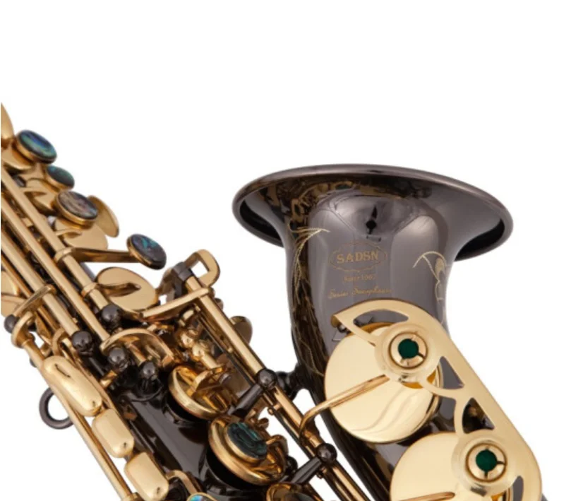 SAIDESEN SAS-780 Bb Tune сопрано саксофон латунный золотой и черный никелированный изогнутый шейный b-плоский сопрано саксофон музыкальный инструмент