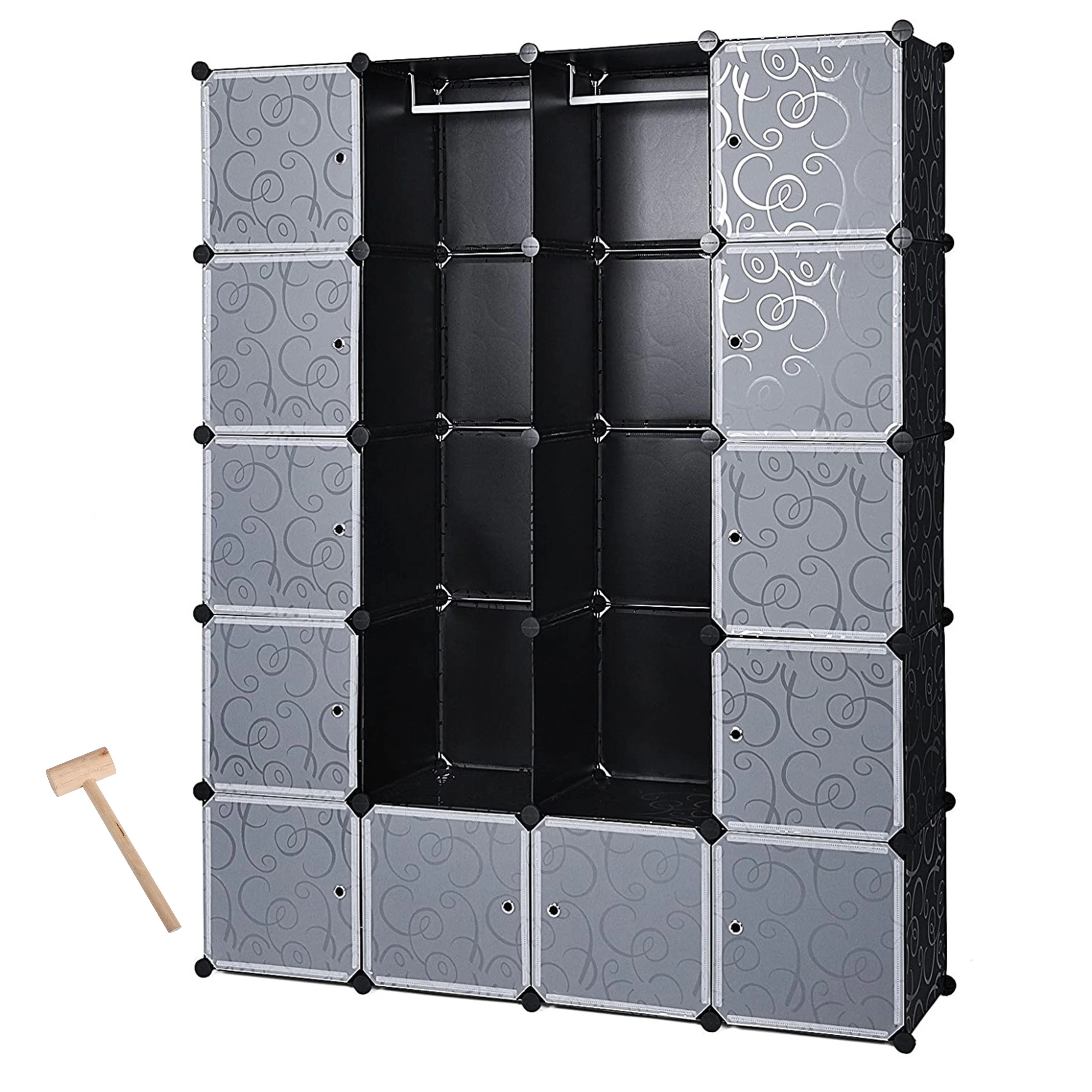 NID Bedroom Cabinets 20 Cubes Clothes Closets Garment Storage Cabinet Foldable Wardrobes Environmental Resin Panels Furniture