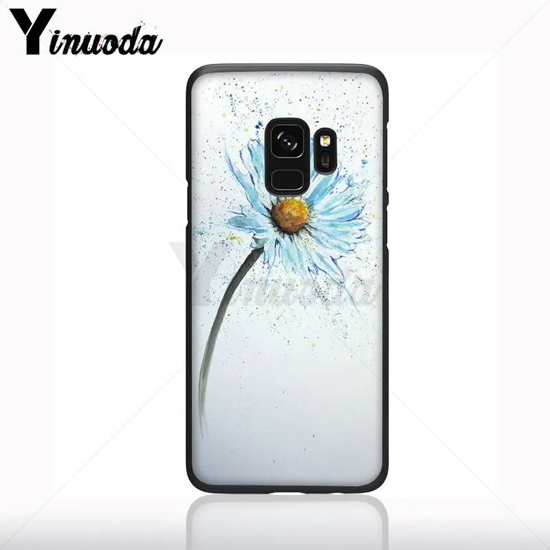 Coque untuk Galaxy S9plus Daisy Bunga Hitam Lembut Ponsel Case untuk Samsung Galaxy S10plus S9 S8plus S10e A50 A70 A10 ponsel