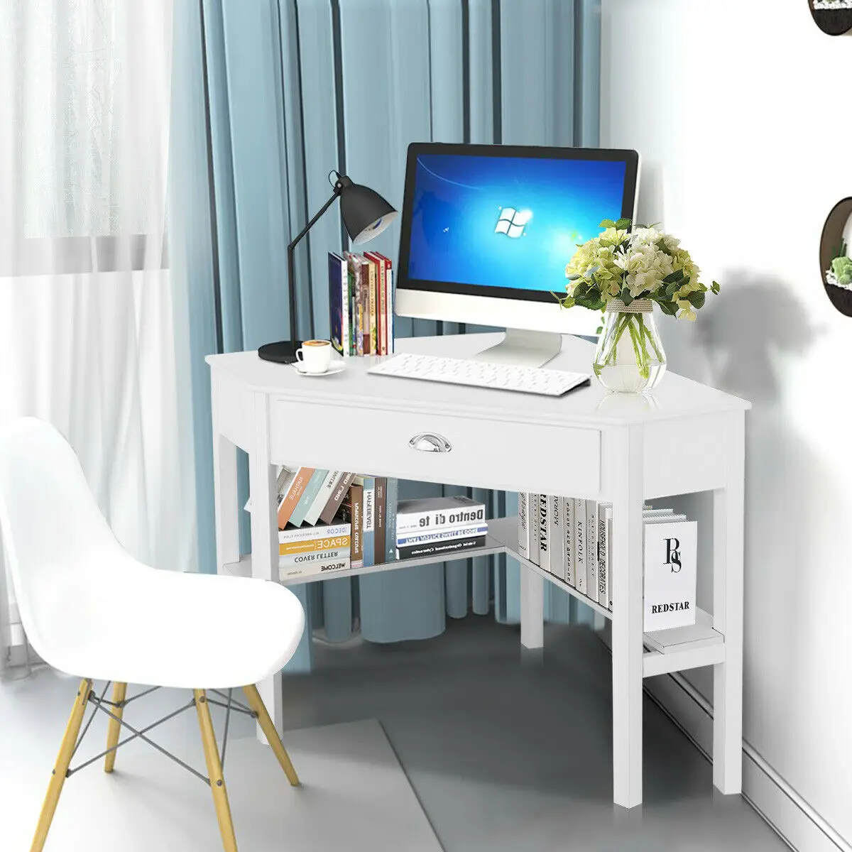 Costway Corner Computer Desk Laptop Writing Table Wood Workstation Home Office Furniture Costway Corner Computer Desk Laptop Writing Table Wood Workstation Home Office Furniture