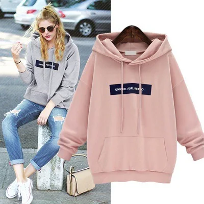 

2021 Autumn And Winter New Solid Color Plus Fleece Hooded Sweater Female Loose Student Long-sleeved Jacket