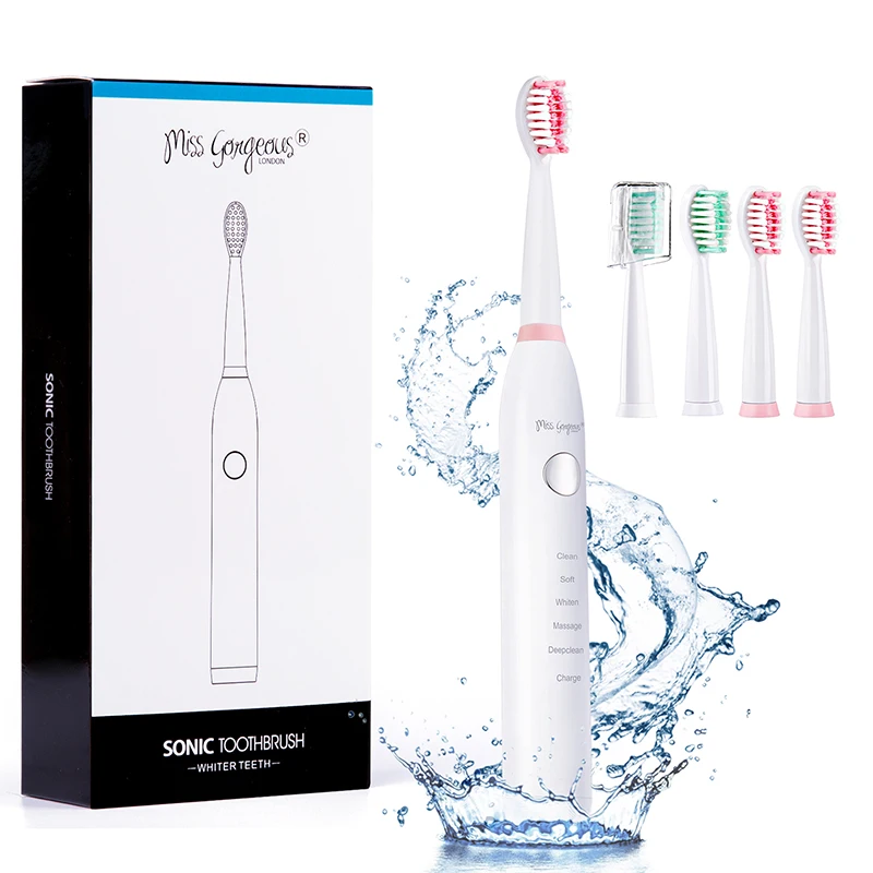

Miss Gorgeous Electric Toothbrush Sonic Tooth Brush Replaceable Whithening Smart-Chip Sonic-Wave Usb Waterproof Adult Brush