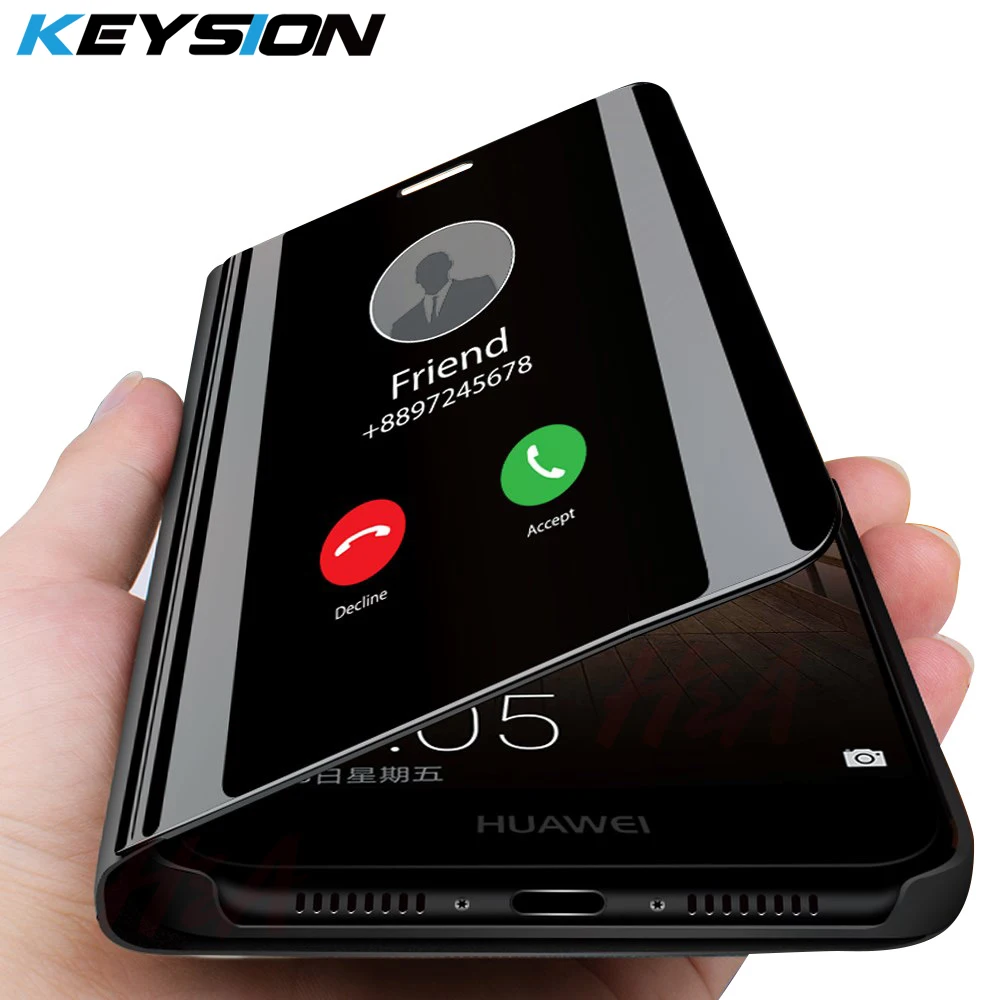 

KEYSION Clear View Smart Mirror Flip Case for Huawei Mate 20 10 P30 Pro P20 Lite Protective Cover Fundas Capa for P10 P9 Mate9 8