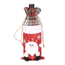 Чехлы для бутылок, сумки на шнурке, Рождественская бутылка вина, Чехлы, сумки для дома, вечерние украшения, Санта-Клаус/Снеговик/Лось/медведь