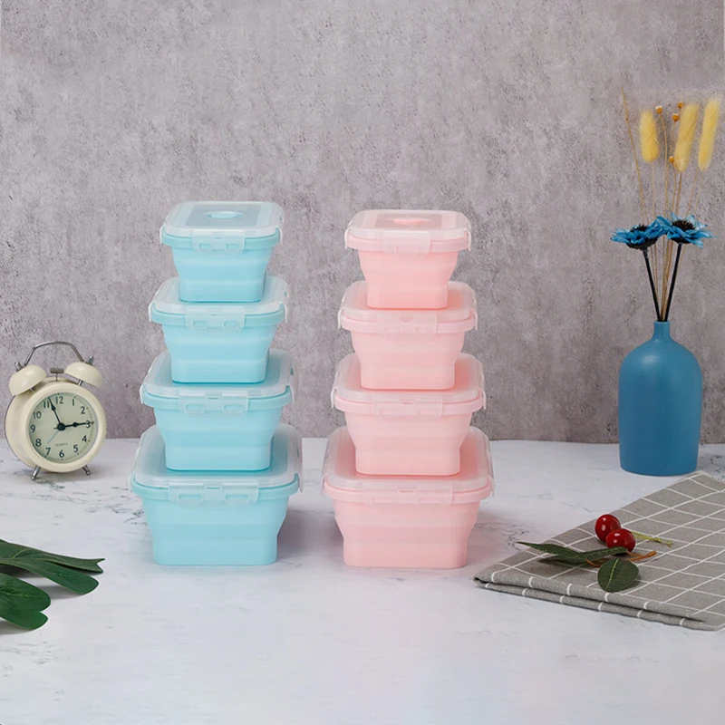 1pcs Silicone Collapsible Lunch Box Food Container Portable Outdoor Storage Home Kitchen Microwavable Bento | Дом и сад