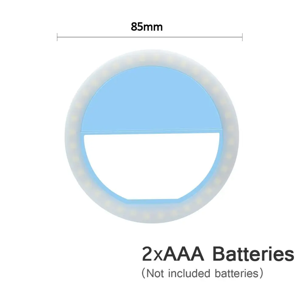 Blue AAA Powered Светодиодный селфи кольцо новинка световое кольцо с зажимом для сотового телефона лампа для фотосъемки anel de luz para celular подсветка для телефона - Цвет: Blue AAA Powered
