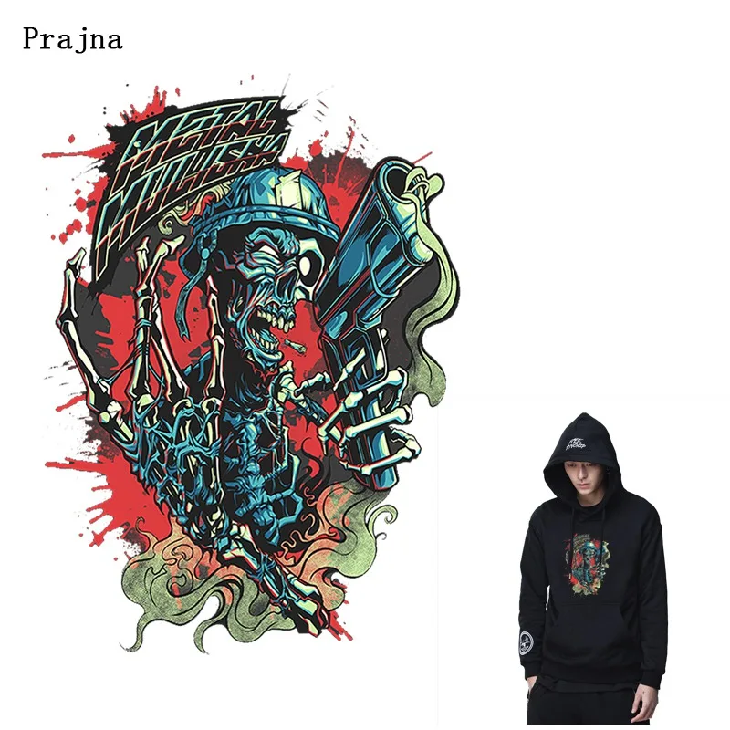

Prajna Skull Patch Punk Soldier Iron On Transfers Vinyl Heat Transfers Iron On Patches For Clothing Stickers Cote Jackets Therma