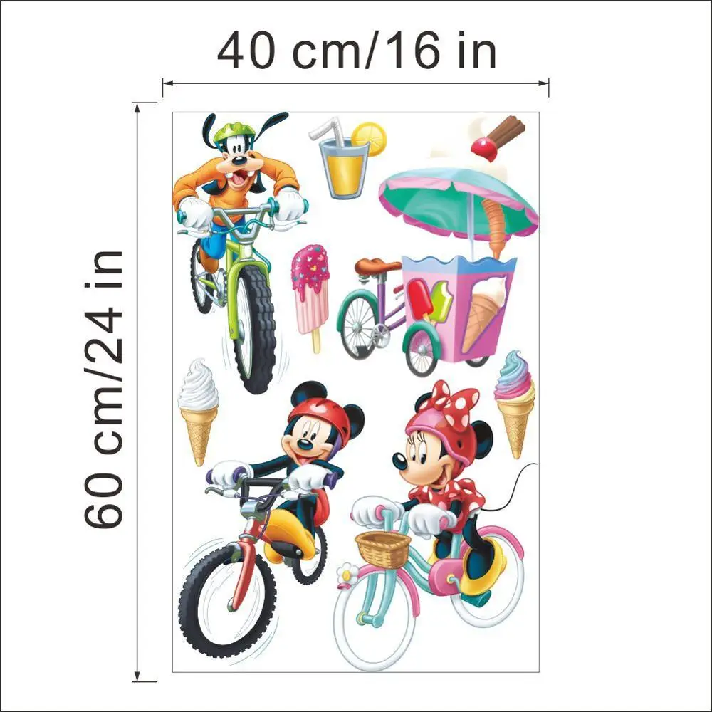 Черный Hot Mickey Mouse Minnie mouse wall sticker children room nursery decoration diy adhesive mural removable vinyl wallpaper XY8126 - Цвет: Черный