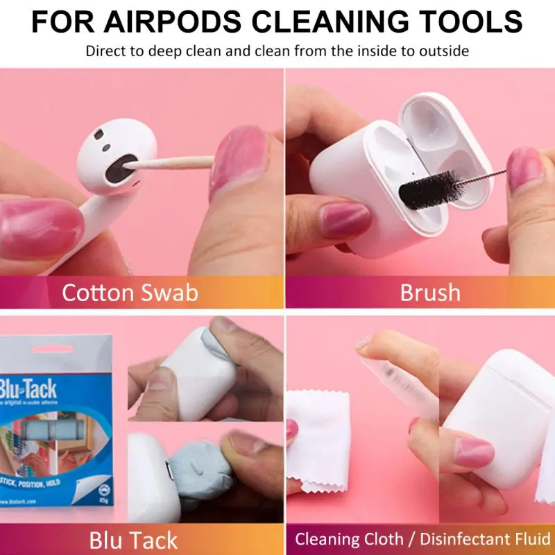 Чехол для Apple Airpods, хлопковая одноразовая палочка, инструмент для очистки для наушников Air Pods, набор для зарядки телефона с отверстием для Airpods