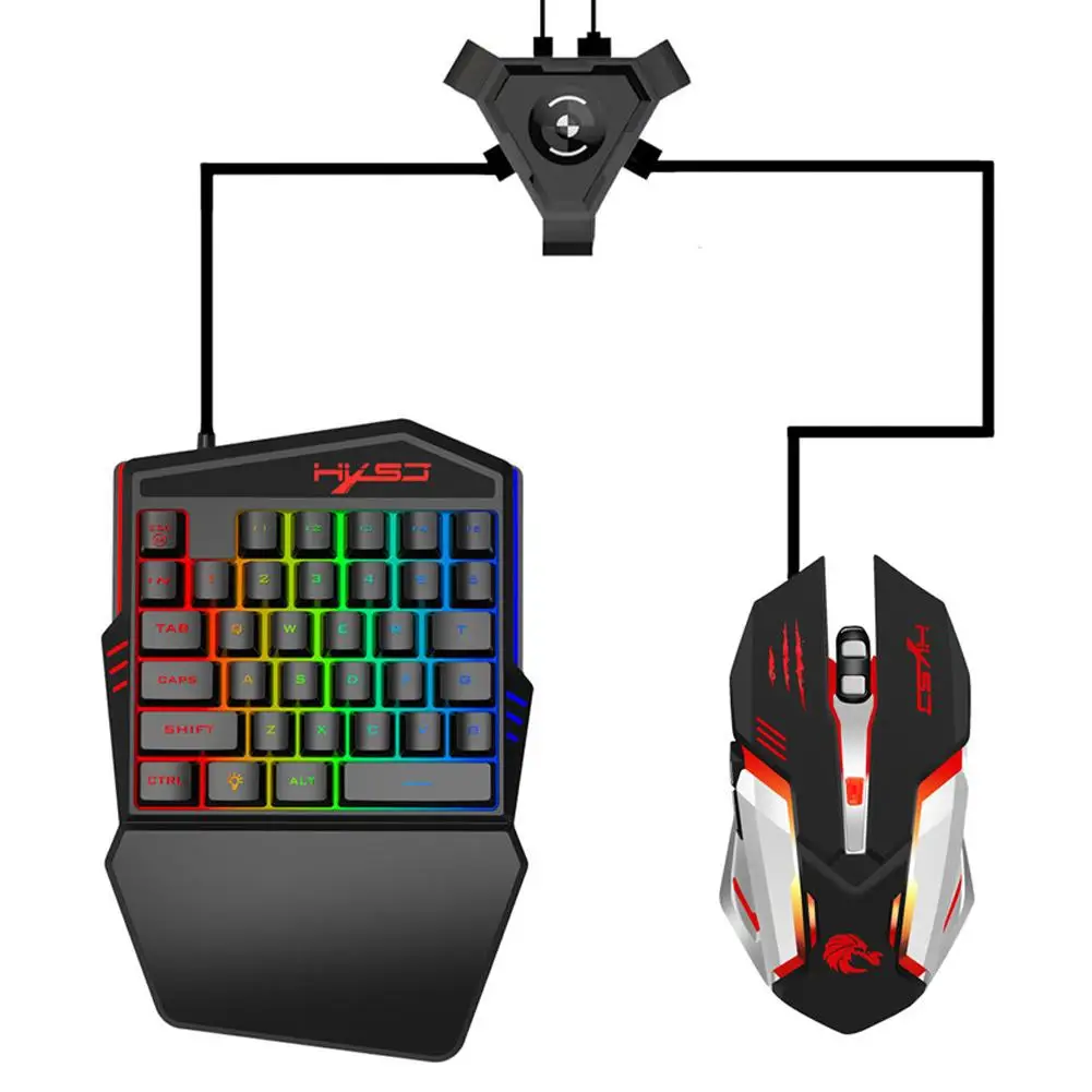 

3 In1 Keyboard Mouse And Converter Set V100-2 Gaming Keyboard LED Color Backlight For Android Mobile Game P5 Adapter S100 Mouse