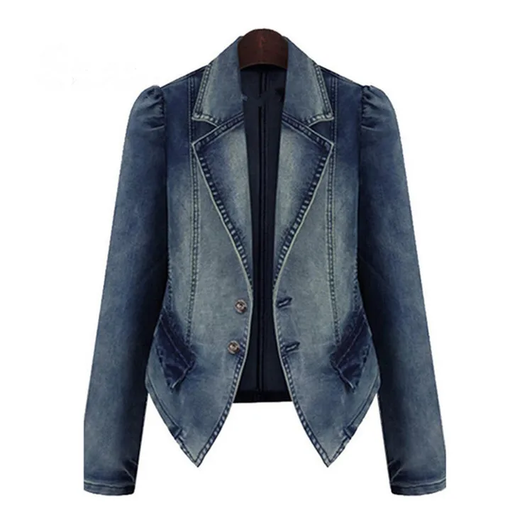 

2019 Autumn Women Denim Jacket Blue Basic Coats Casual Slim Long Sleeve Jacket