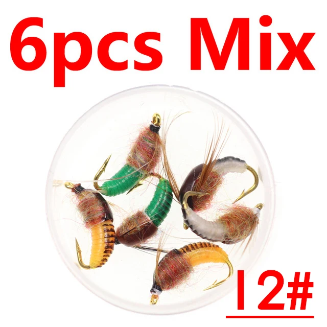 Size # 6 #8 #10 #12 #14 Fishing Flies Nymphs  Fly for Trout  9 pcs 
