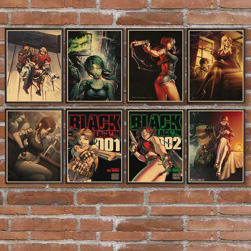 

Anime Black Lagoon Vintage Posters For Home Bar Living Decor kraft Paper high quality poster wall sticker