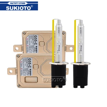 

SUKIOTO Car Light 55W Xenon Canbus Ballast Kit H1 H7 H11 9005 HB4 9012 D2H 5500K Fast Bright HID Bulbs Error Free Auto Xenon Kit
