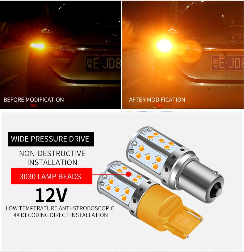 2 шт. P21W 1156 BA15S PY21W BAU15S лампочки Canbus Бесплатная T20 7440 W21W светодиодный светильник для