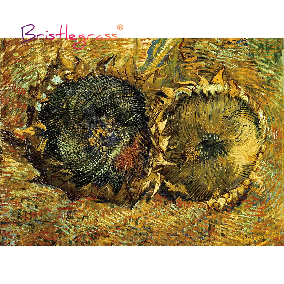 

BRISTLEGRASS Wooden Jigsaw Puzzles 500 1000 Piece Two Cut Sunflower Vincent van Gogh Educational Toy Collectibles Painting Decor