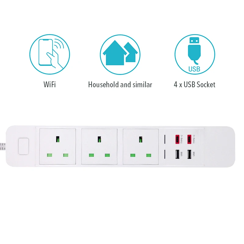 Умная Wi-Fi силовая полоса с UK 3 AC розетки 2 USB 2 type-c зарядная станция работает с echo Alexa Google Home IFTTT EU вилки