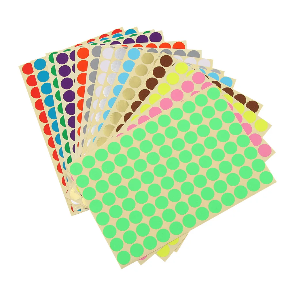

5Sheets 16mm Colorful Dot Adhesive Stickers Round Spot Circles Dots Stationery Package Paper Stickers DIY Sealing Stickers