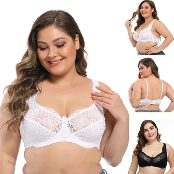 

JAYCOSIN Sexy Lace Translucent Bras Plus Size Women 2020 New Push Up Ladies Underwear Hollow Seamless Big Bras Everyday Wear