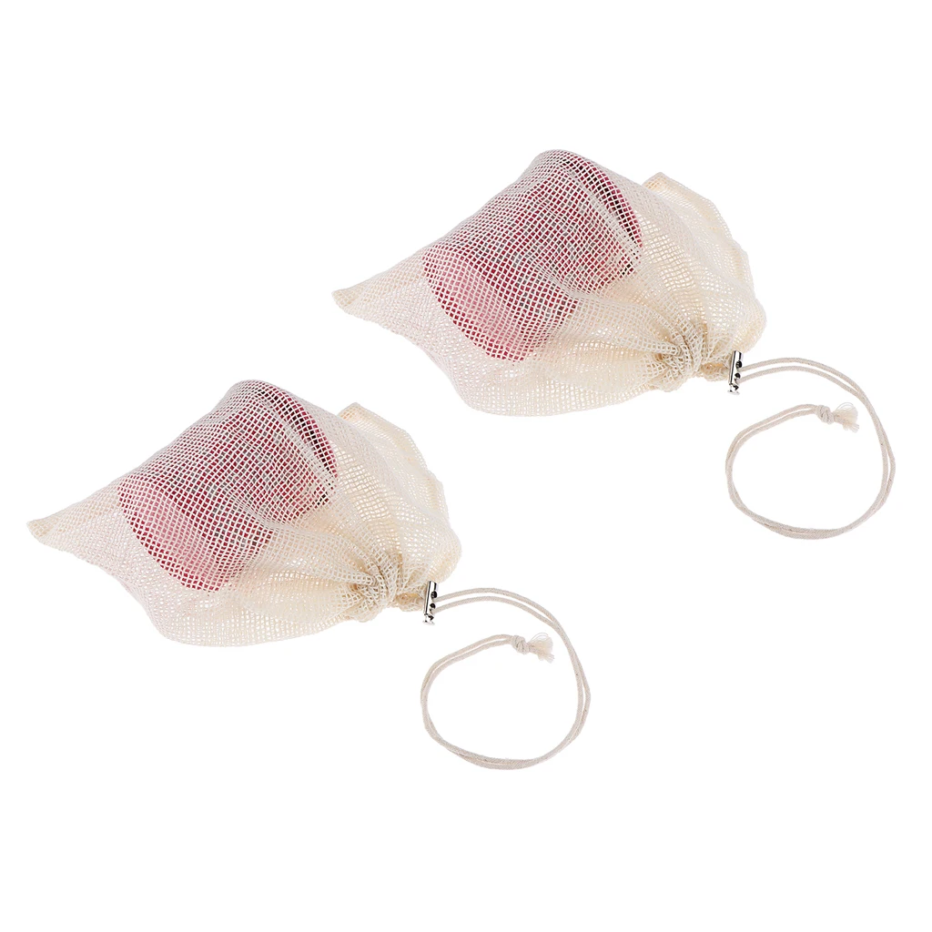 

2 Pack Reusable Produce Bags Cotton Washable Vegetable Fruit Toys Storage Pouch with Drawstring