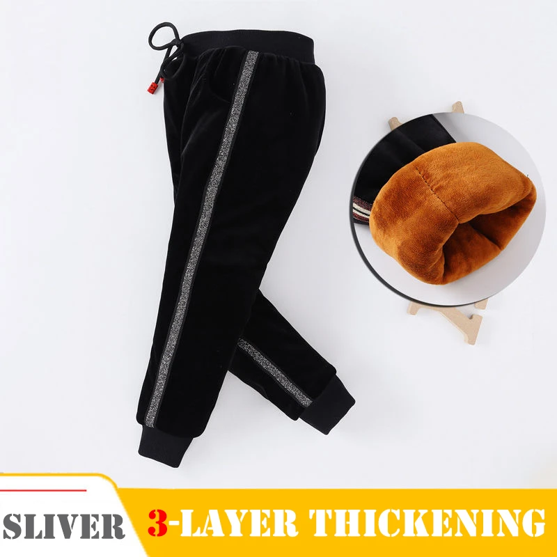 Sliver-3 layer Теплые зимние штаны для мальчиков детские штаны с плюшевой подкладкой спортивные штаны новинка года, брюки для маленьких мальчиков джинсы с плотной подкладкой из бархата для детей возрастом от 2 до 10 лет - Цвет: Sliver-3 layer