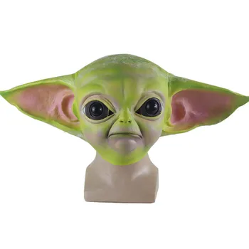 

2020 Star Wars Cosplay The Mandalorian Baby Yoda Mask Gloves Halloween Latex Masks Fancy Dress Helmet Headgear Adult