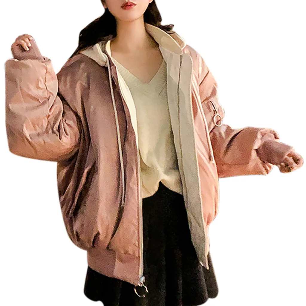 Womail женские пальто Женские однотонные повседневные толстые зимние теплые куртки короткое пальто женские m-xl - Цвет: PK