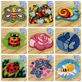 

Insect Butterfly Latch Hook Kits Diy Smyrna Button Package Flowers Carpet Embroidery Latch Hook Pillow Foamiran For Needlework