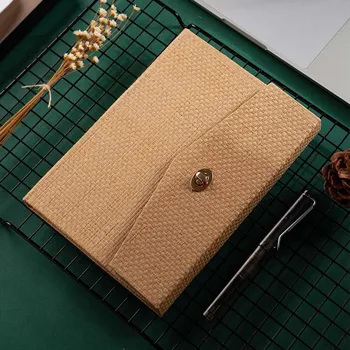 

New Diary With Lock Notebook A5 Vintage Lockable Paper Straw Weave Note Book Traveler Journal Weekly Planner School Stationery