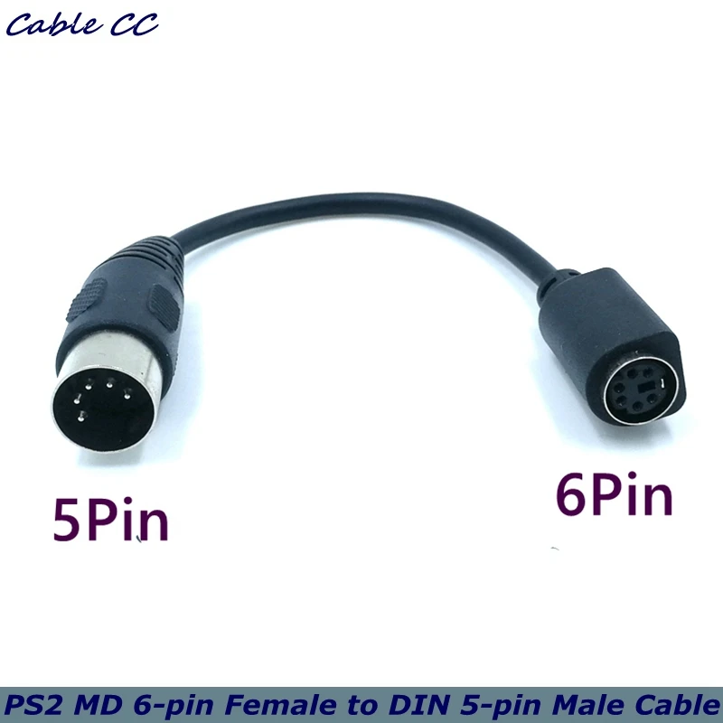 Ps2 Md 6pin Female To Din 5pin Male Cable 0.15m Ps2 Keyboard And