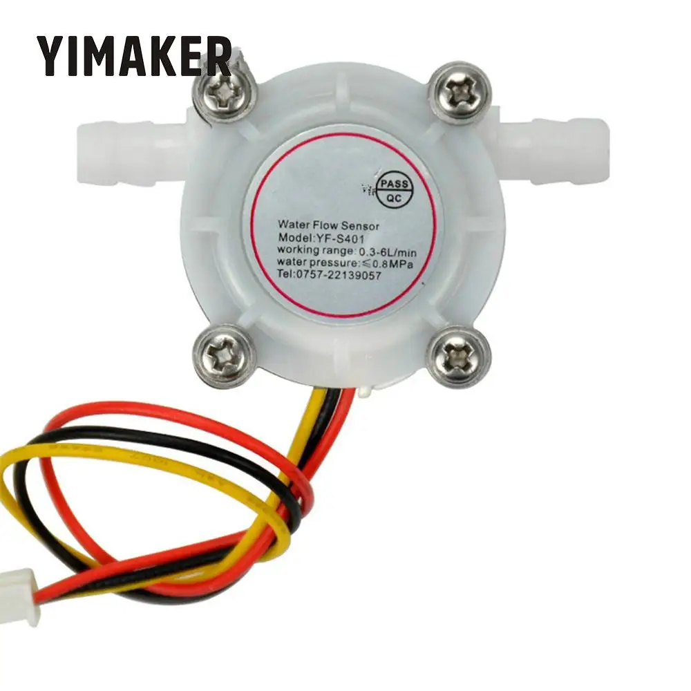 

YIMAKER Water Flow Sensor 0.3-6L/min DC3.5-12V 6mm Hose Water Purifier Hall Flowmeter Coffee Machine Swich Meter Counter