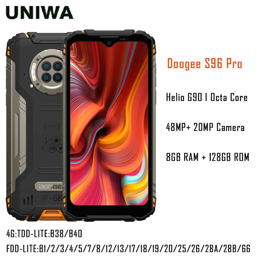 Смартфон DOOGEE S96 Pro защищенный 8 + 128 ГБ камера 48 МП 20 инфракрасное ночное видение 6350