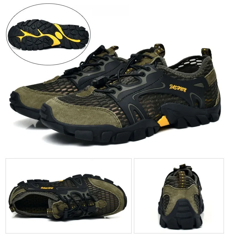 Zapatos de senderismo de talla grande para hombre, zapatillas deportivas antideslizantes transpirables para exteriores, calzado táctico de escalada, zapato acuático, 39-50 - Imagen 4