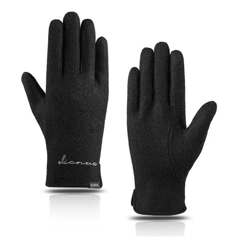 mens knitted gloves Men Winter Wool Cashmere Knit Touch Screen Driving Mitten Men's Letters Plus Plush Velvet Thick Warm Sport Cycling Glove F30 mens waterproof winter gloves