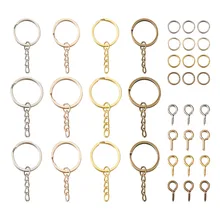 360pcs/set Iron Split Key Rings Close but Unsoldered Jump Rings Screw Eye Pin Peg Bails Mixed Color DIY Keychain Making Kits