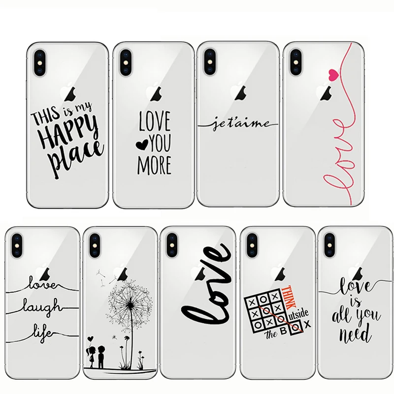 Мягкий ТПУ чехол love word для телефона iphone 12 11 Pro Max 7 6 6S 8 plus SE X XR XS 5 5s 2020|Бамперы| |