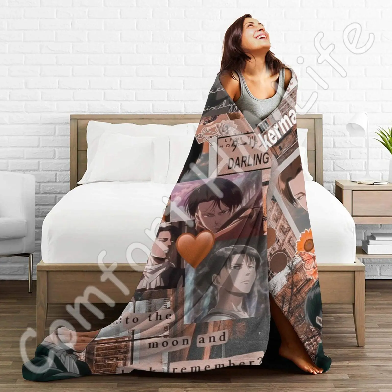 Levi Ackerman Blanket Ultra-Soft Lightweight Flannel Fleece Modern Throw  Blanket for Home Office Travel 80X60 Inches Bed Spread _ - AliExpress Mobile