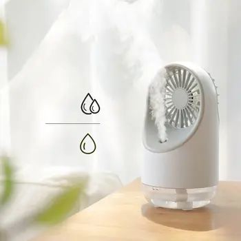 

3 in 1 multi-function humidification fan mini table mute small fan USB charging portable handheld fan