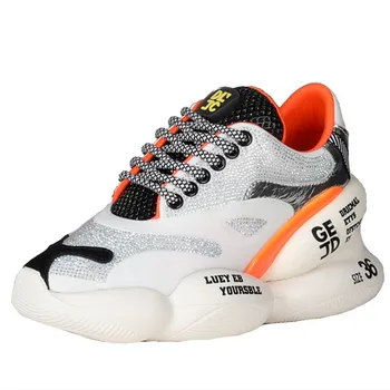 

Crystal Bling Women Sneakers Rhinestone Casual Sports Shoes Mixed Color Strass Platform Sneakers Thick Sole Spring Shoes Female