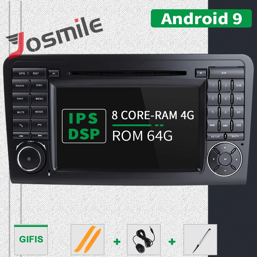 4 Гб+ 64 Гб 2 din Android 9,0 автомобильный dvd-плеер gps для BENZ ML 320/ML 350/W164(2005-2012) GL gps радио FM ips DSP стальное управление колесами