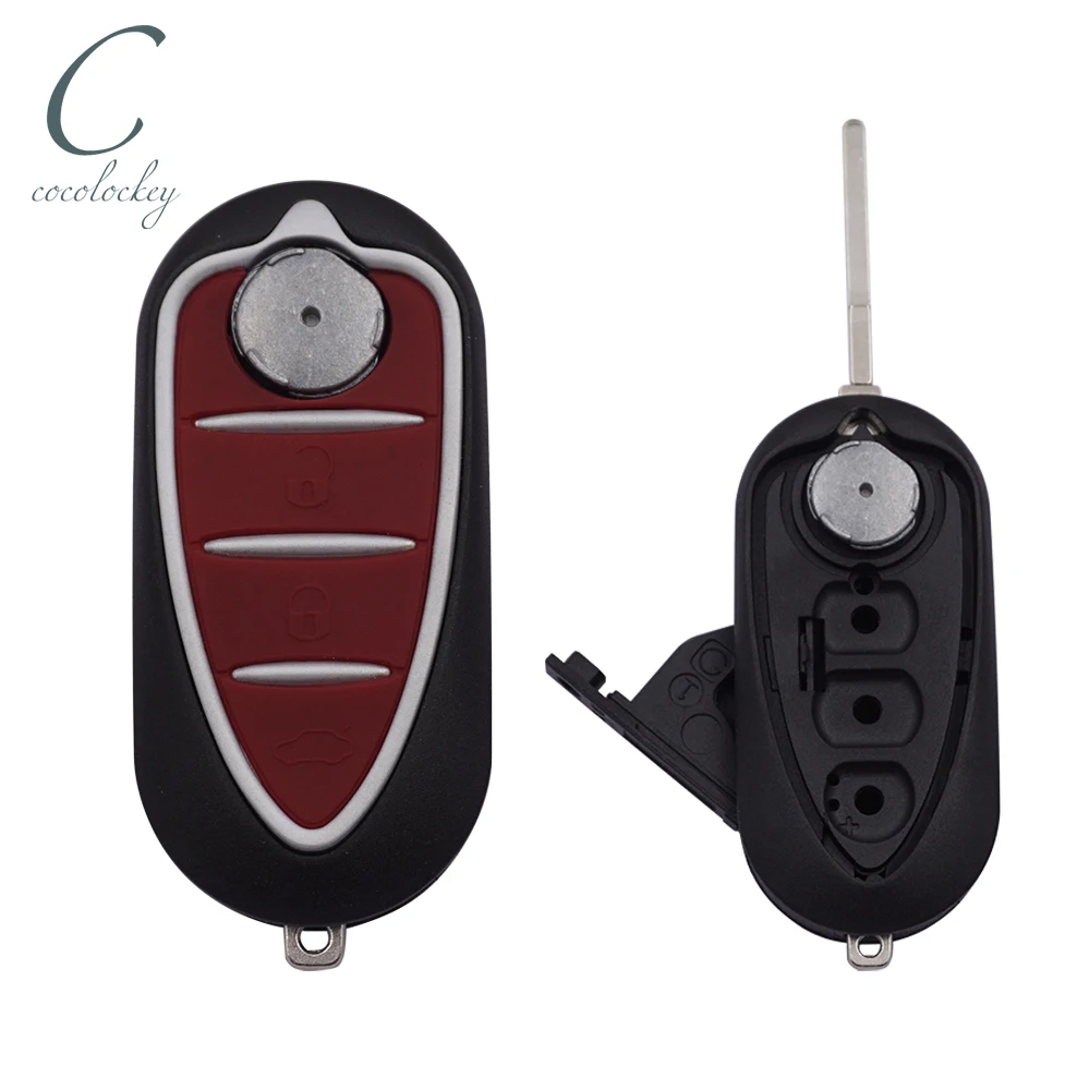 Cocolockey флип Автомобильный ключ оболочка для Alfa Romeo Mito Giulietta GTO 159 3 кнопки Замена дистанционного ключа брелок оболочка красная кнопка