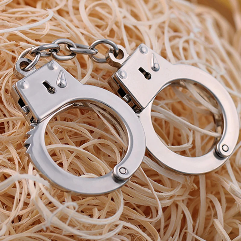 Creative Police Man Handcuff Keychain Metal Handcuffs Shape Keychain