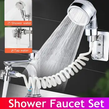 

Bathroom Shower Faucet Set Double Control Handheld Telescopic Kit Shampoo & Tub Tap Basin Spray For Wash Nozzle Small Artif F6O4