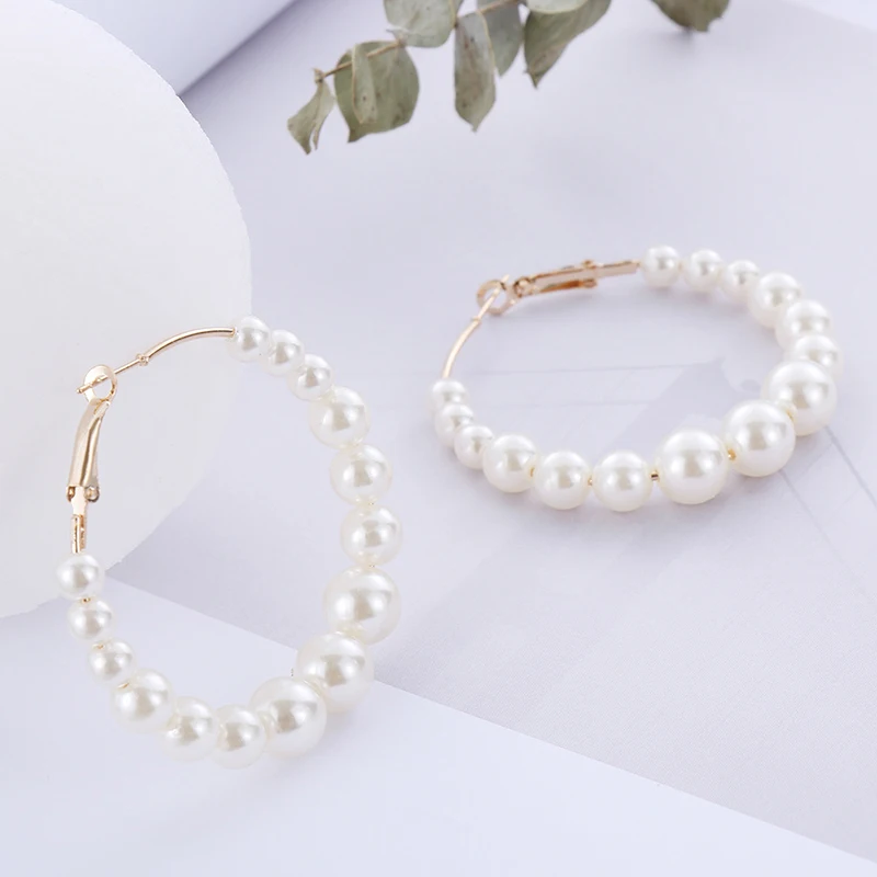 Большие круглые серьги ювелирные изделия жемчуг кольца Женские Висячие