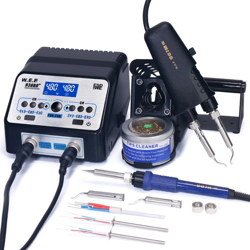 WEP 938BD+ Upgraded Version Hot Tweezer Station Adjustable Temperature Soldering Iron Soldering Station Maintenance Tools