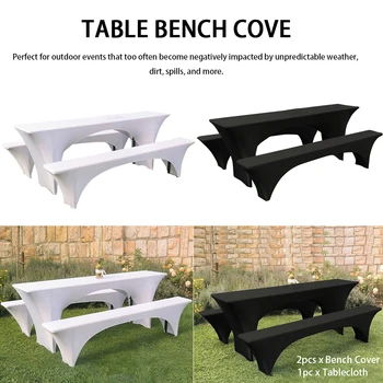

3pcs Park BBQ Table Cover Set Elastic Fabric Reusable Picnic Washable Fitted Tablecloth Outdoor Dining Patio Camping